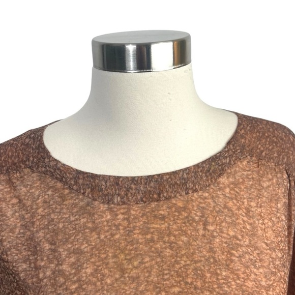 Vintage Handmade Semi Sheer Printed Silk Boat Neck Blouse W/Gold Tone Buttons M - Picture 3 of 10